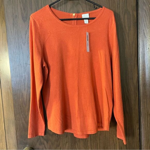 Chico’s Orange Rayon Long Sleeve Top NWT - Picture 1 of 8